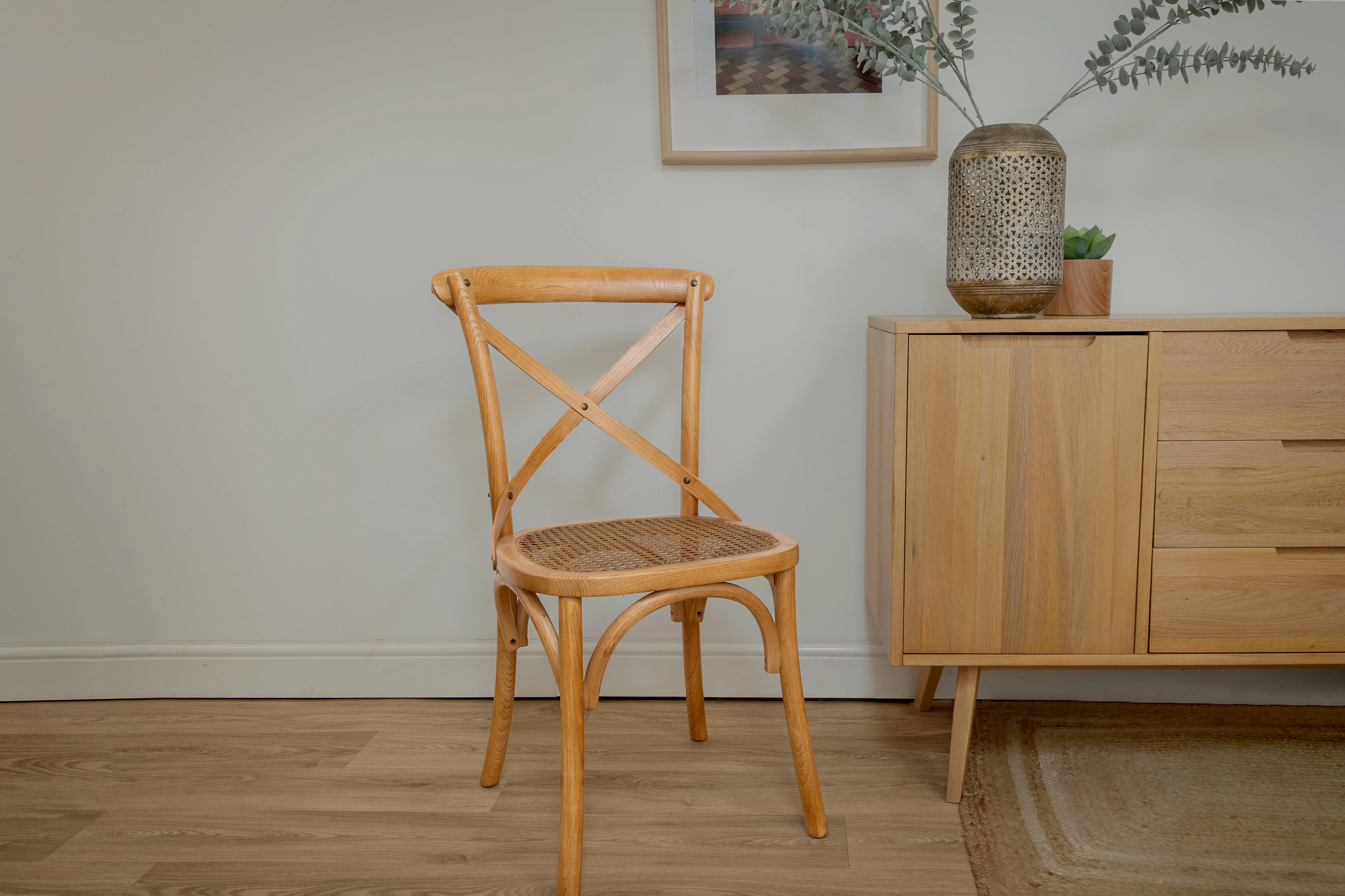 Gainsborough Brown X-back Dining Chair with Rattan Seat