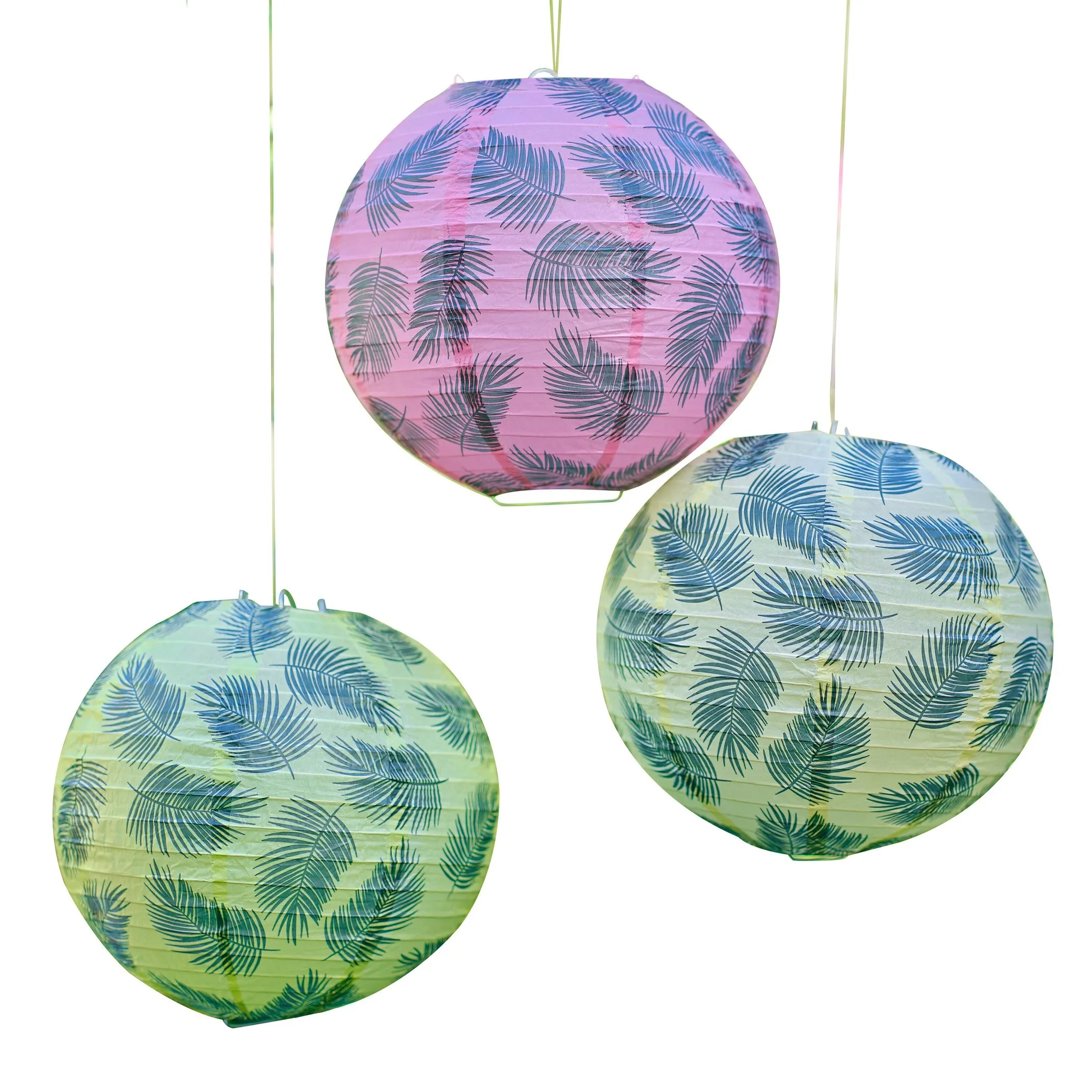 Ginger Ray Hawaiian Palm Leaf Printed Hanging Lantern Decorations