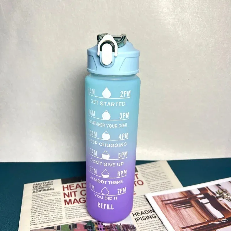 Gradient Color Plastic Water Bottle and Sipper