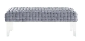 GREY VELVET BENCH