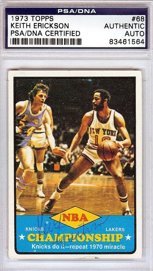 Keith Erickson Autographed 1973 Topps Card #68 Los Angeles Lakers PSA/DNA #83461564