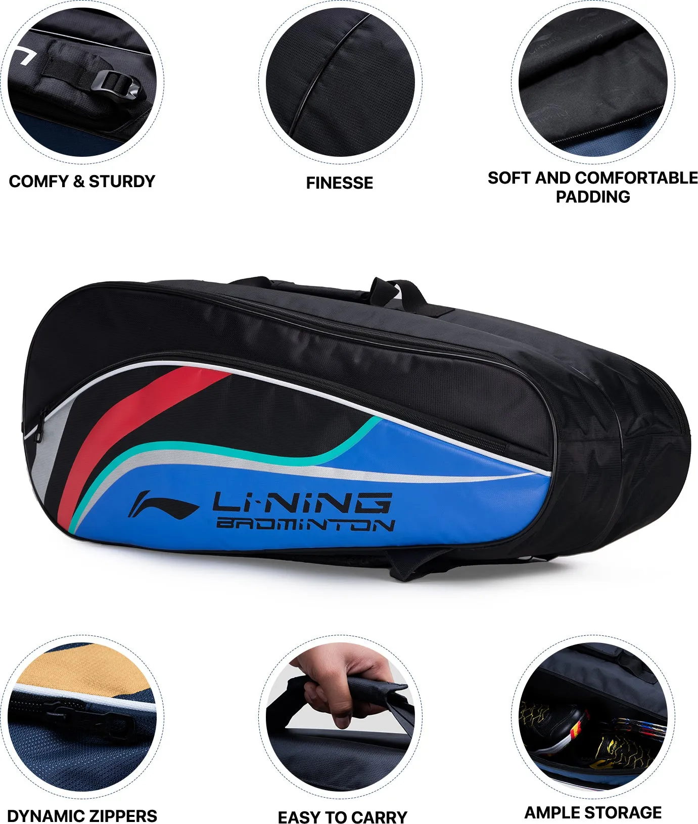 Li-Ning Panther Badminton Kit Bag Kit Bag (Black / Red) (Size - L/50 L)