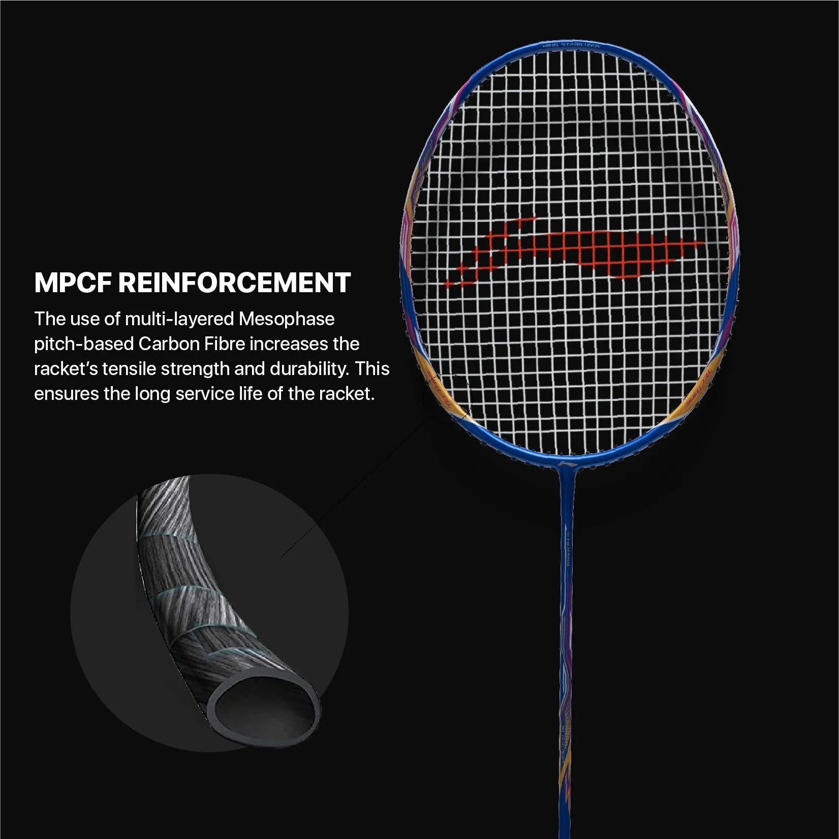 Li-Ning Tectonic 3R Strung Badminton Racquet (Blue / Gold / Pink)