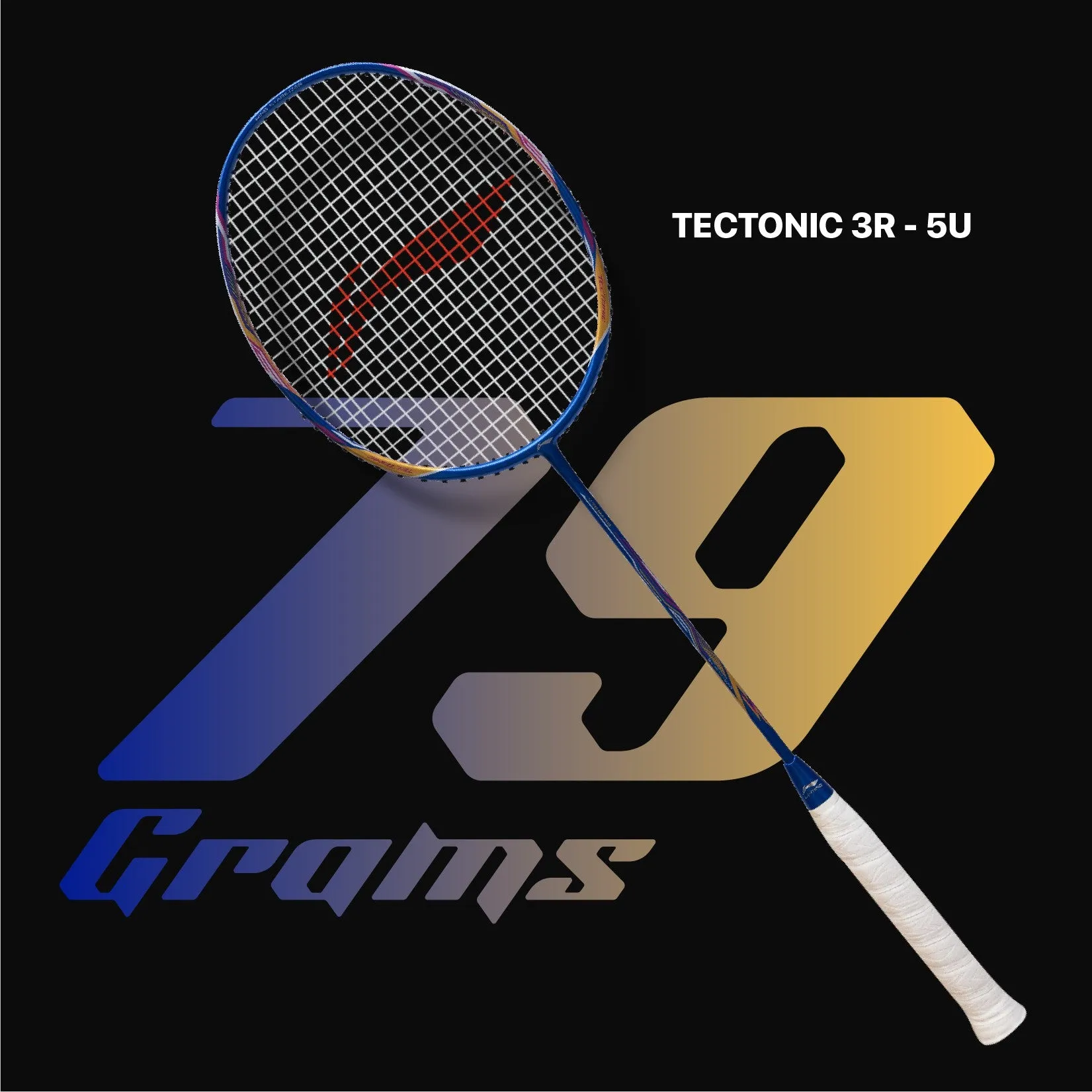 Li-Ning Tectonic 3R Strung Badminton Racquet (Blue / Gold / Pink)