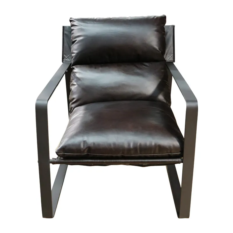 Liverpool Modern Luxury Brown Leather And Iron Lounge Chair Armchair