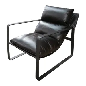 Liverpool Modern Luxury Brown Leather And Iron Lounge Chair Armchair