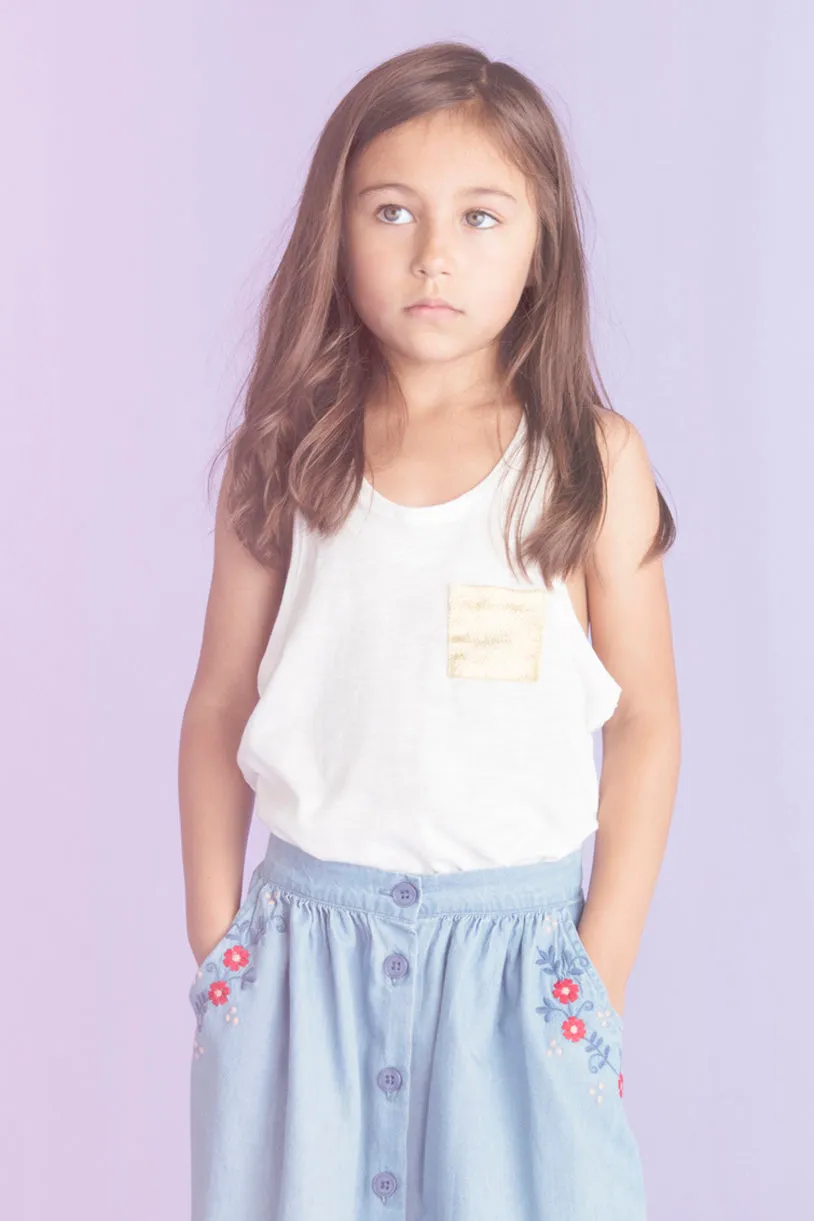 Louis Louise Piscine Girls Tank Top - Off White (Size 3 left)