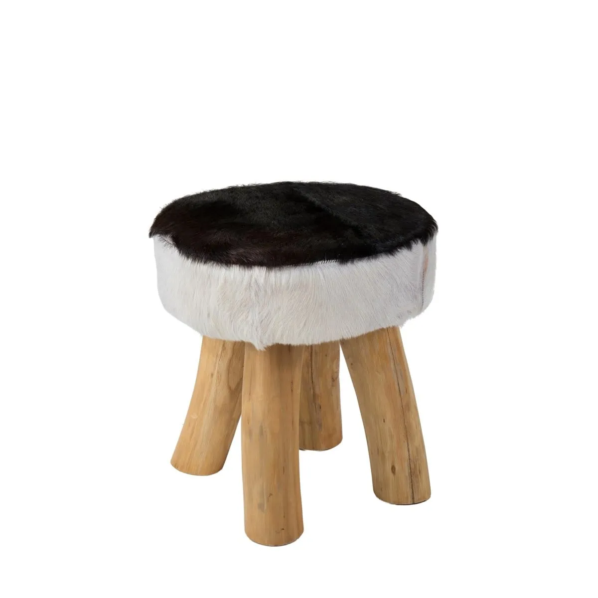 (LS) Safari Natural Hide Stool - Black/White