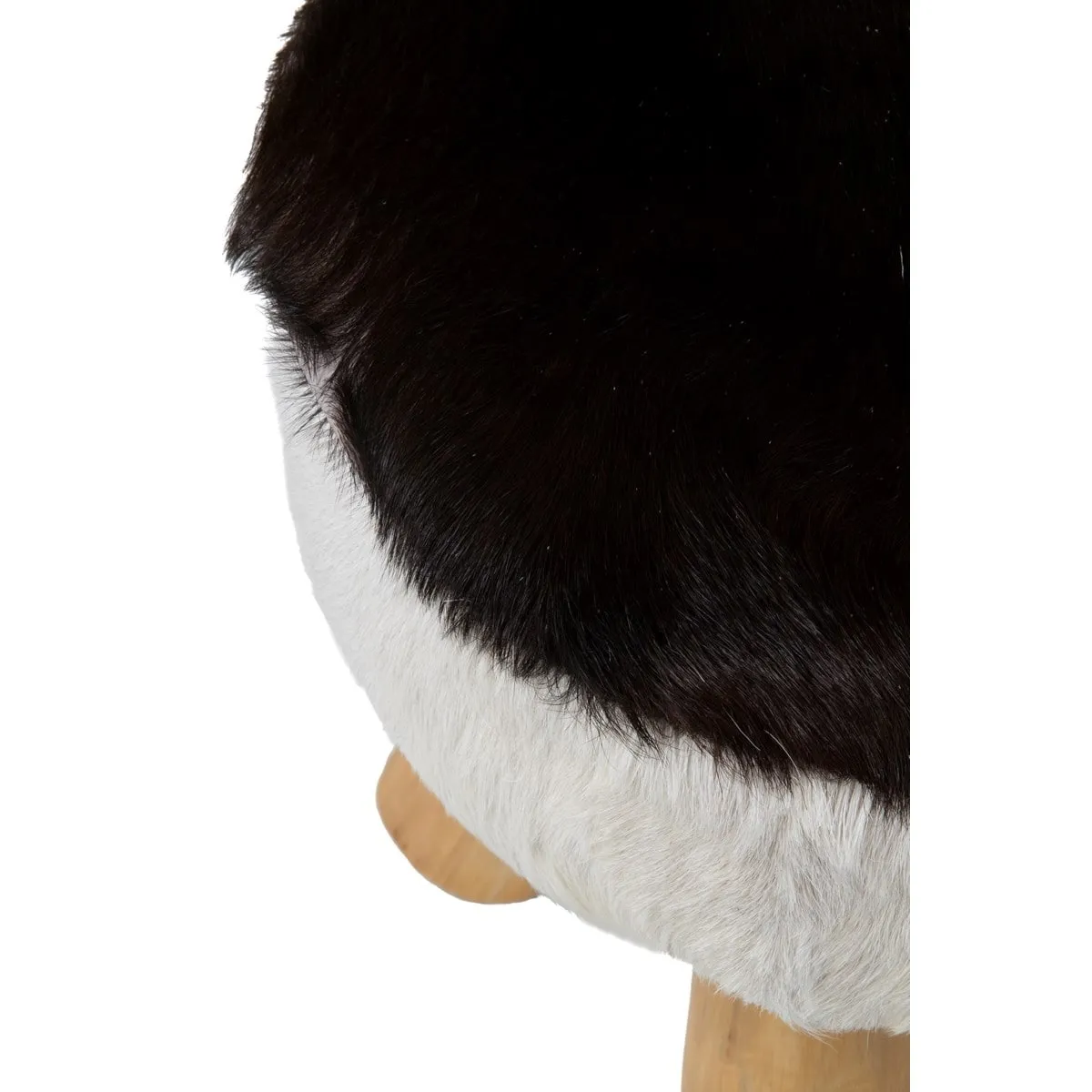 (LS) Safari Natural Hide Stool - Black/White