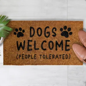 MAINEVENT Coir Welcome Mat - Dogs Welcome 30 x 17 Inch