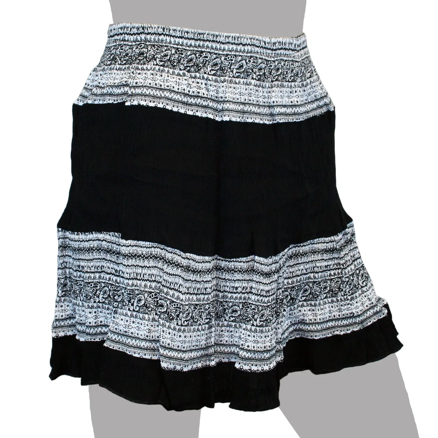 Mojeska Women's Multi Exotic Pattern Crinkle Mini Skirt Beach Summer Casual Wear