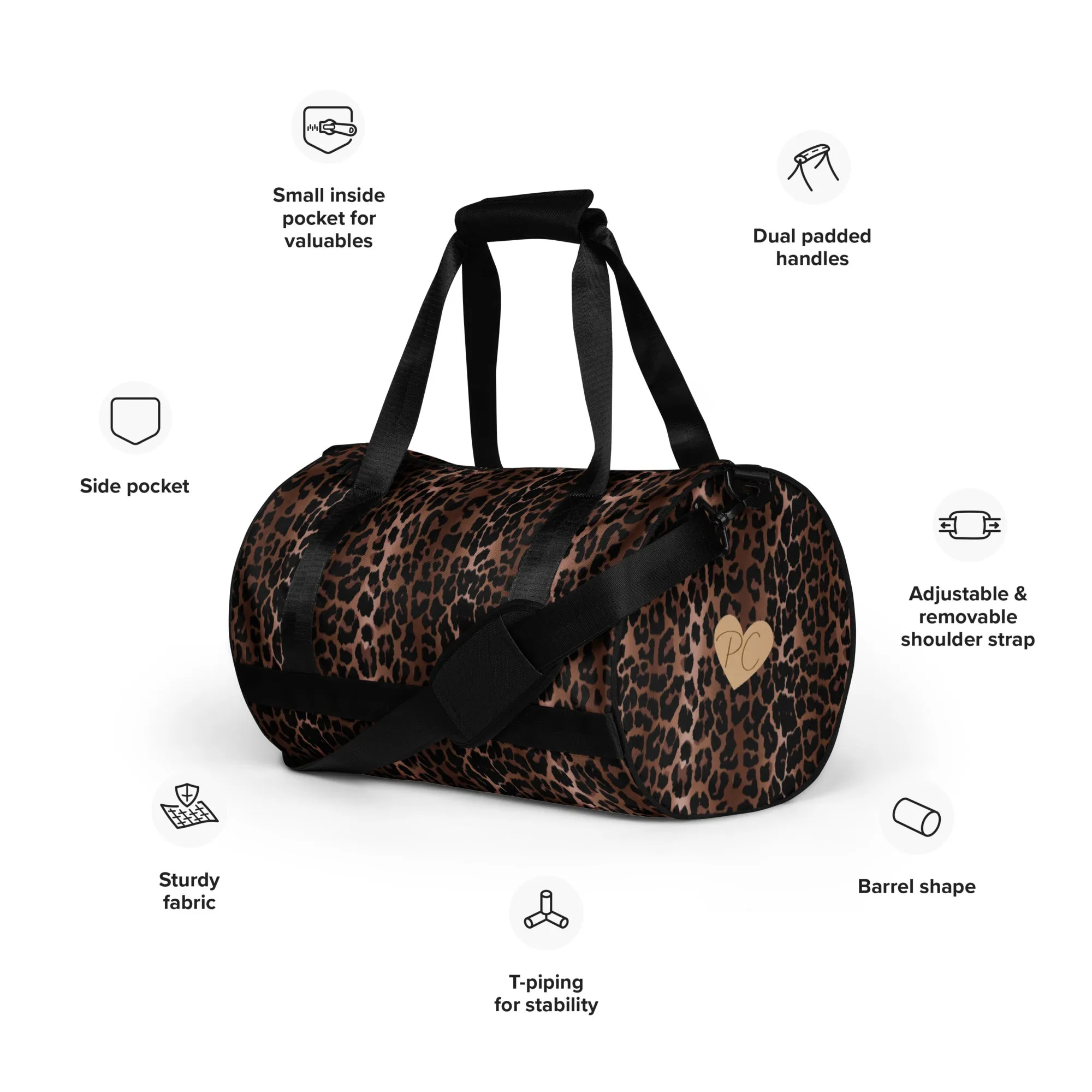 Overnighter Carryon Workout Duffle Bag in OG Leopard Print | Pinup Couture Relaxed