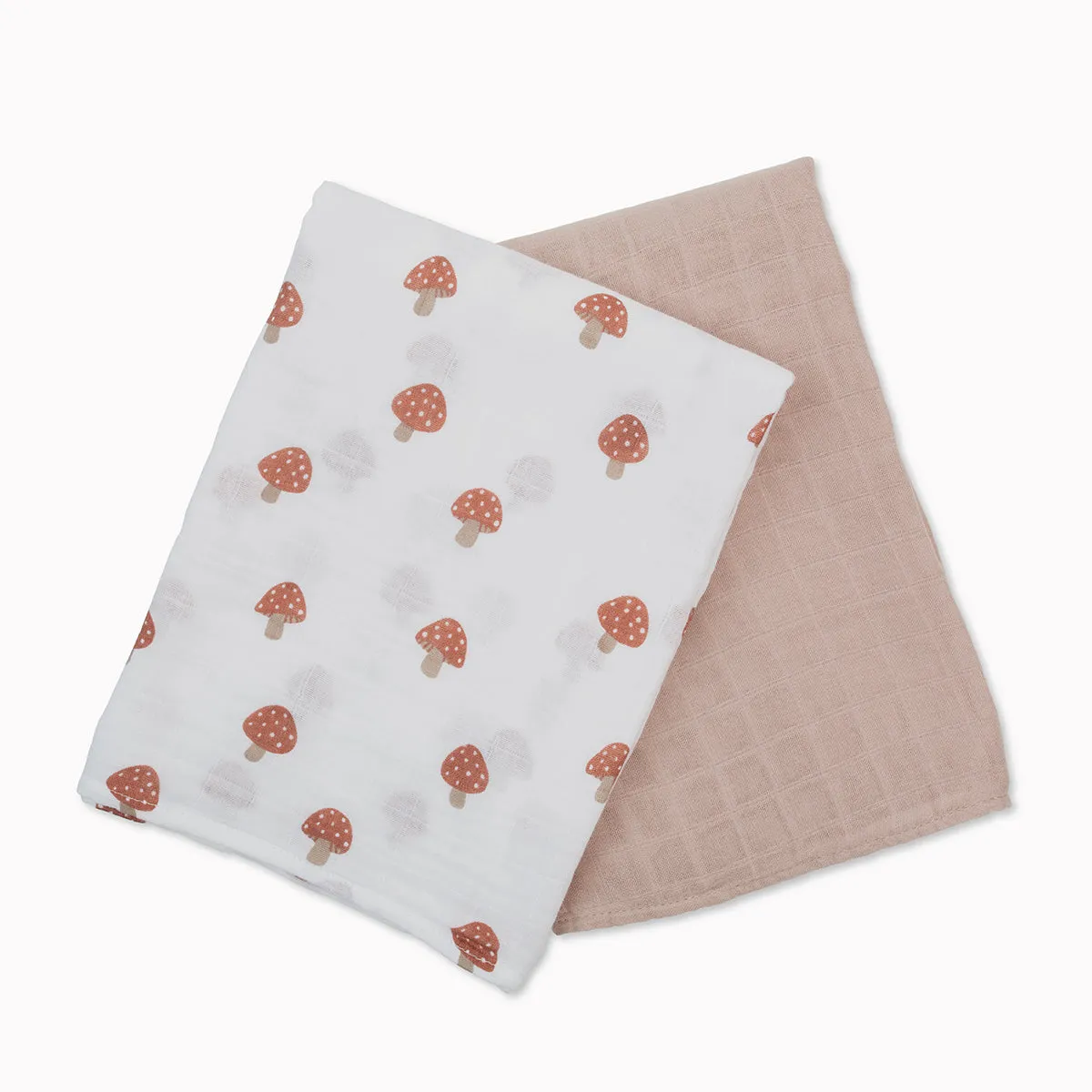 Pack of 2 Swaddle Blankets Multipurpose Muslins - Mushroom / Sand