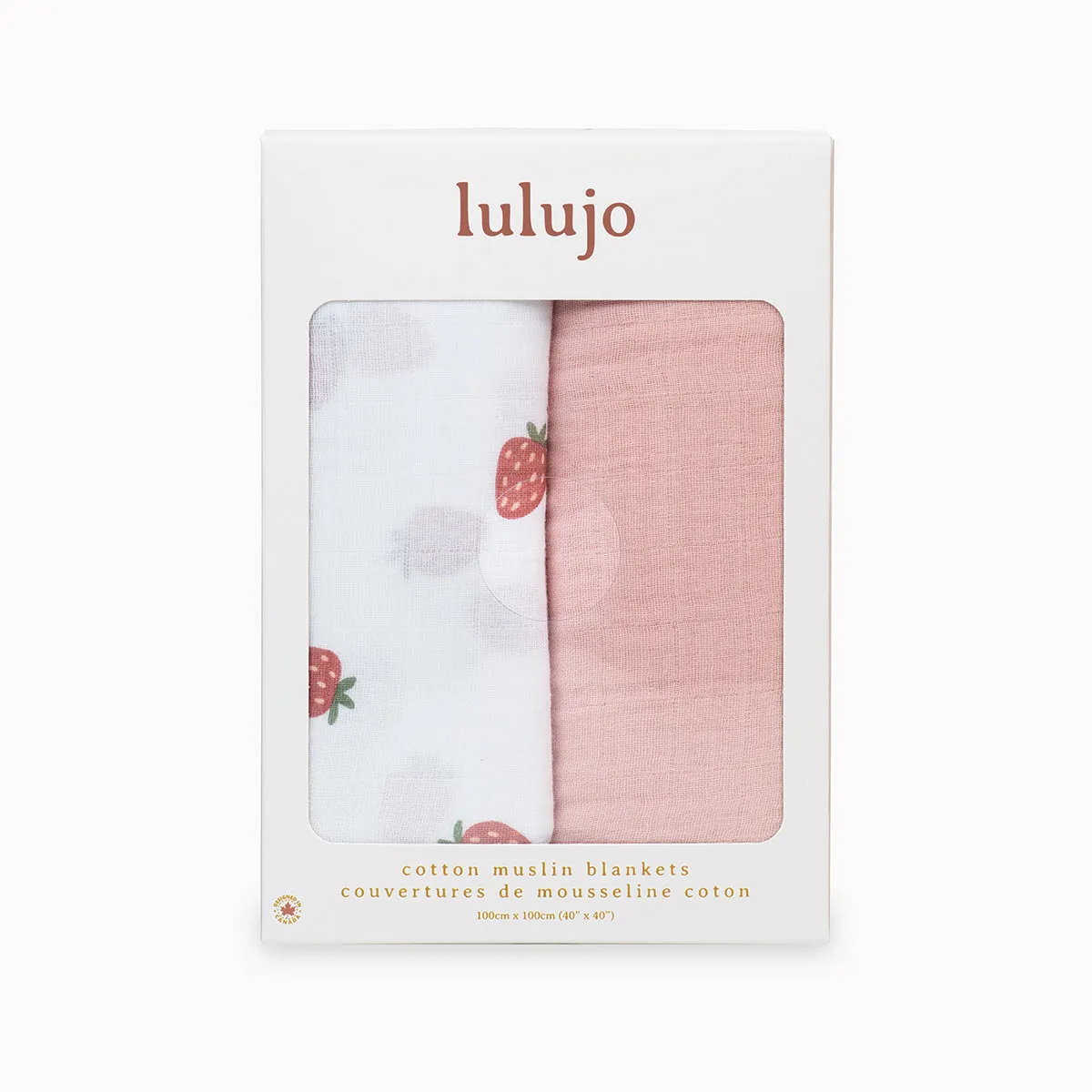 Pack of 2 Swaddle Blankets Multipurpose Muslins - Strawberries / Pink