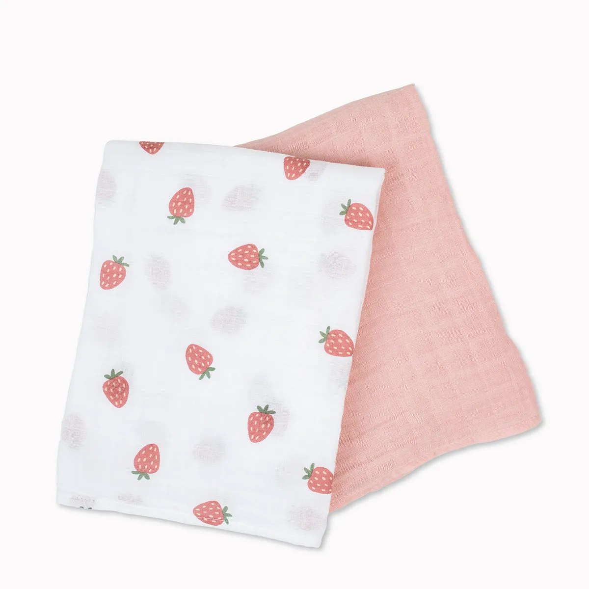 Pack of 2 Swaddle Blankets Multipurpose Muslins - Strawberries / Pink