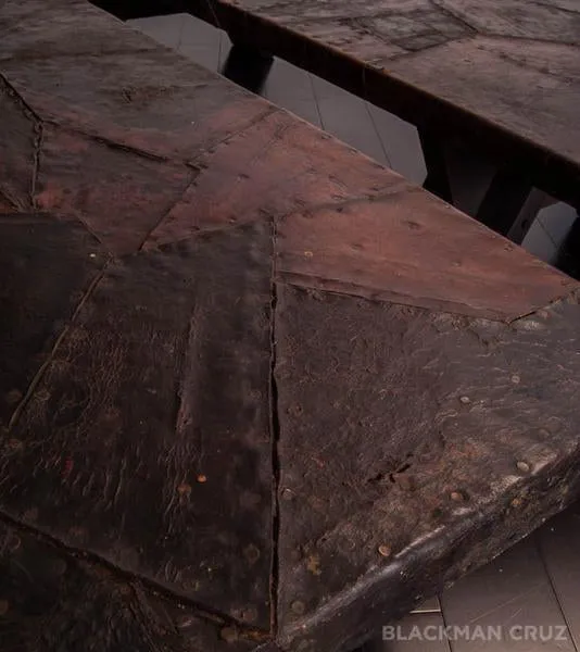 Pair of 1970s Benches from a Tehuantepec Commune with Leather Patchwork