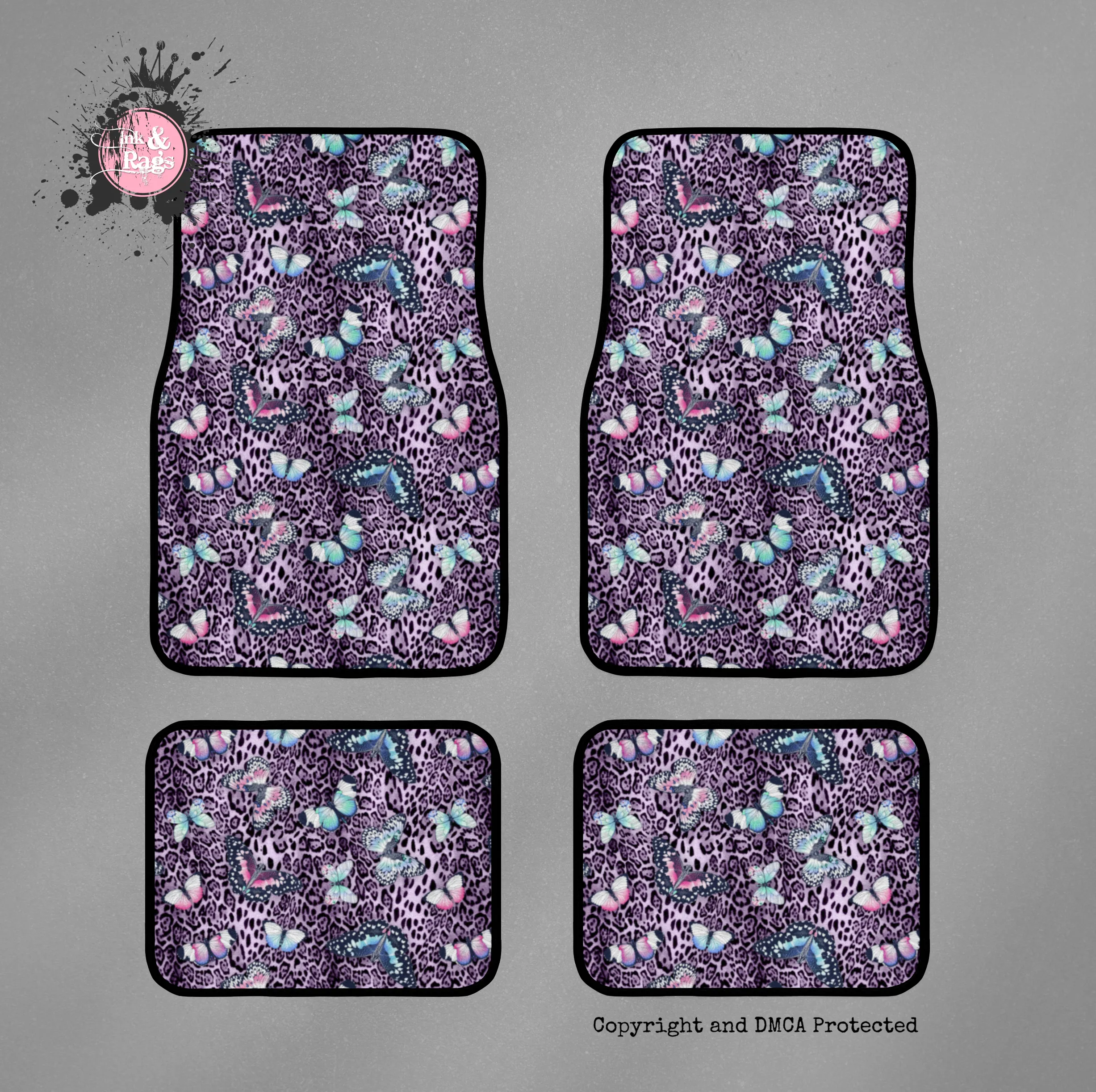 Purple Leopard Butterfly Car Mats