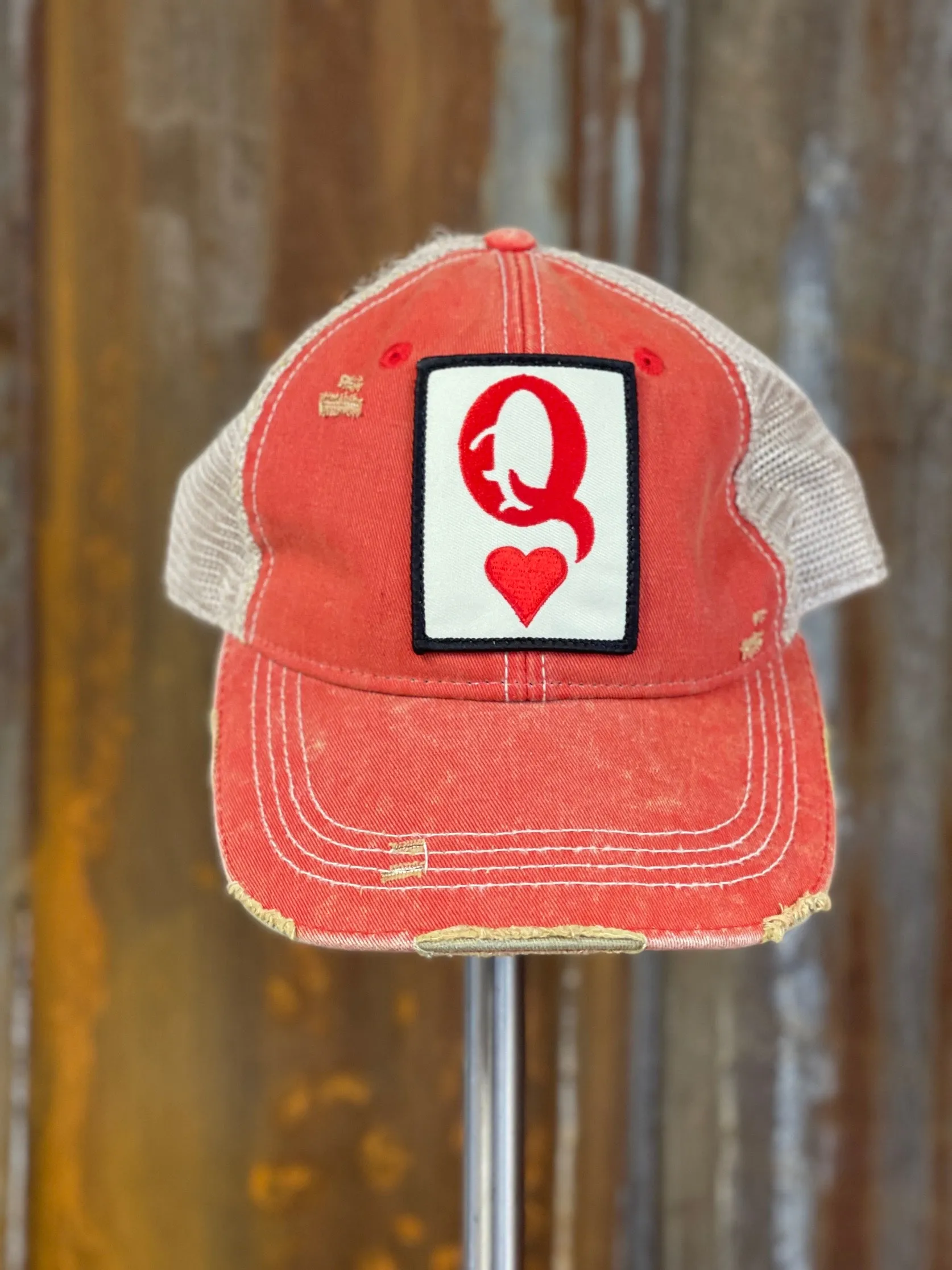 Queen of Hearts Hat- Distressed Red