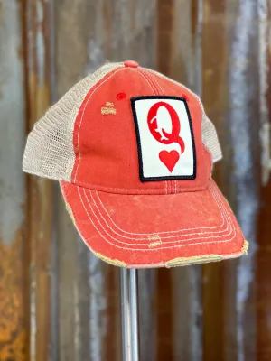 Queen of Hearts Hat- Distressed Red