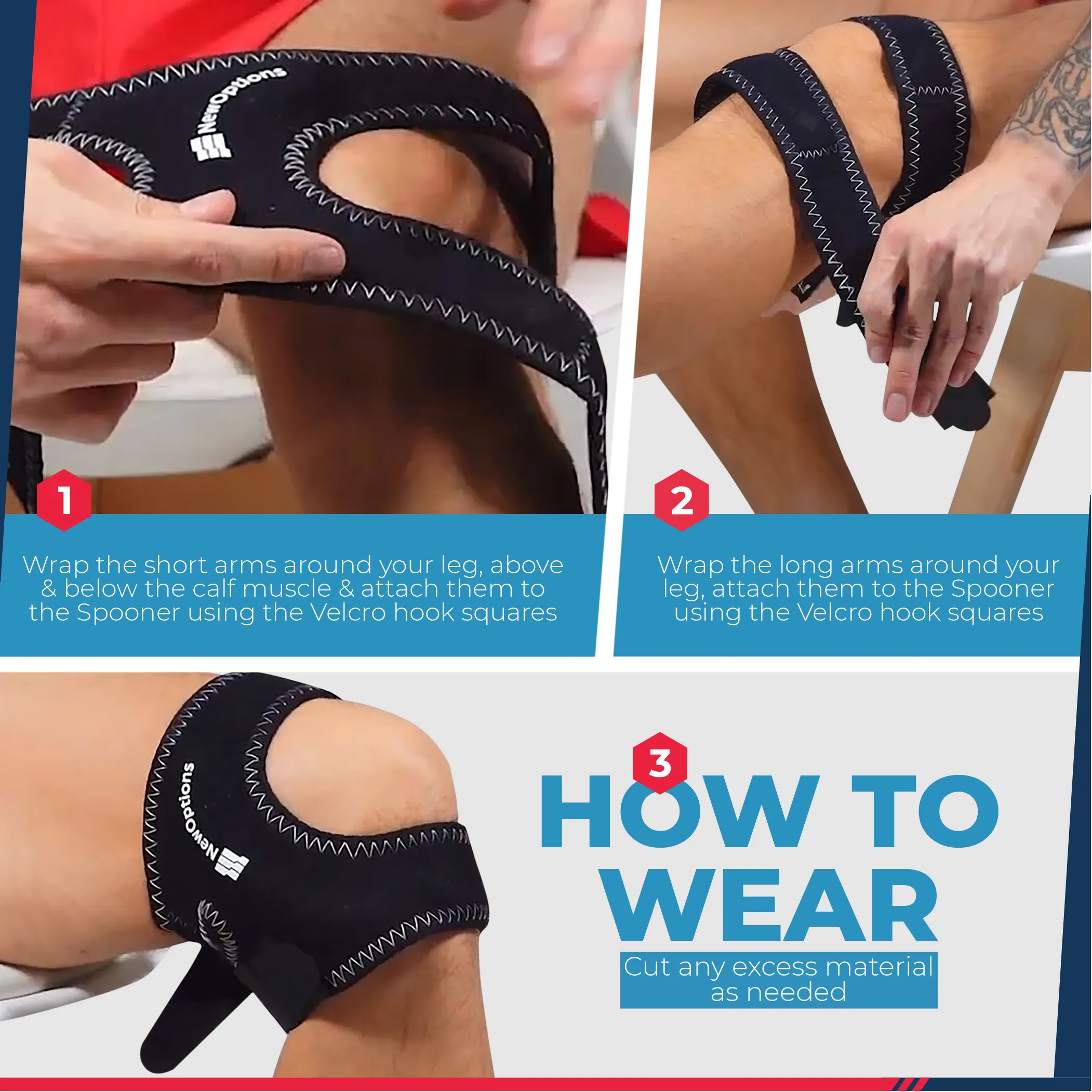 "The Spooner": Patella Stabilizing Strapping System. Controls medial patella Meniscus Ligament (MPML) and Medial Femoral Ligament (MPFL) (K199)