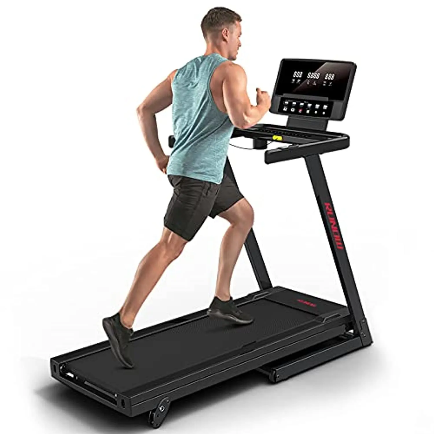 RUNOW Folding Treadmill with Incline for Home/Apartment, Electric Running Machine, Treadmill with LCD Monitor Running Walking Jogging Exercise Fitness Machine