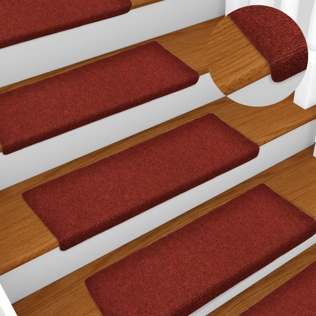 Stair Mats 5 pcs Bordeaux Red 65x25 cm Needle Punch