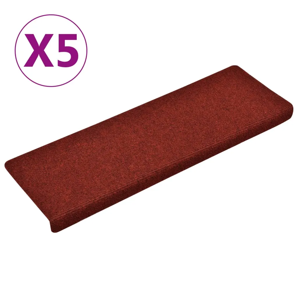 Stair Mats 5 pcs Bordeaux Red 65x25 cm Needle Punch