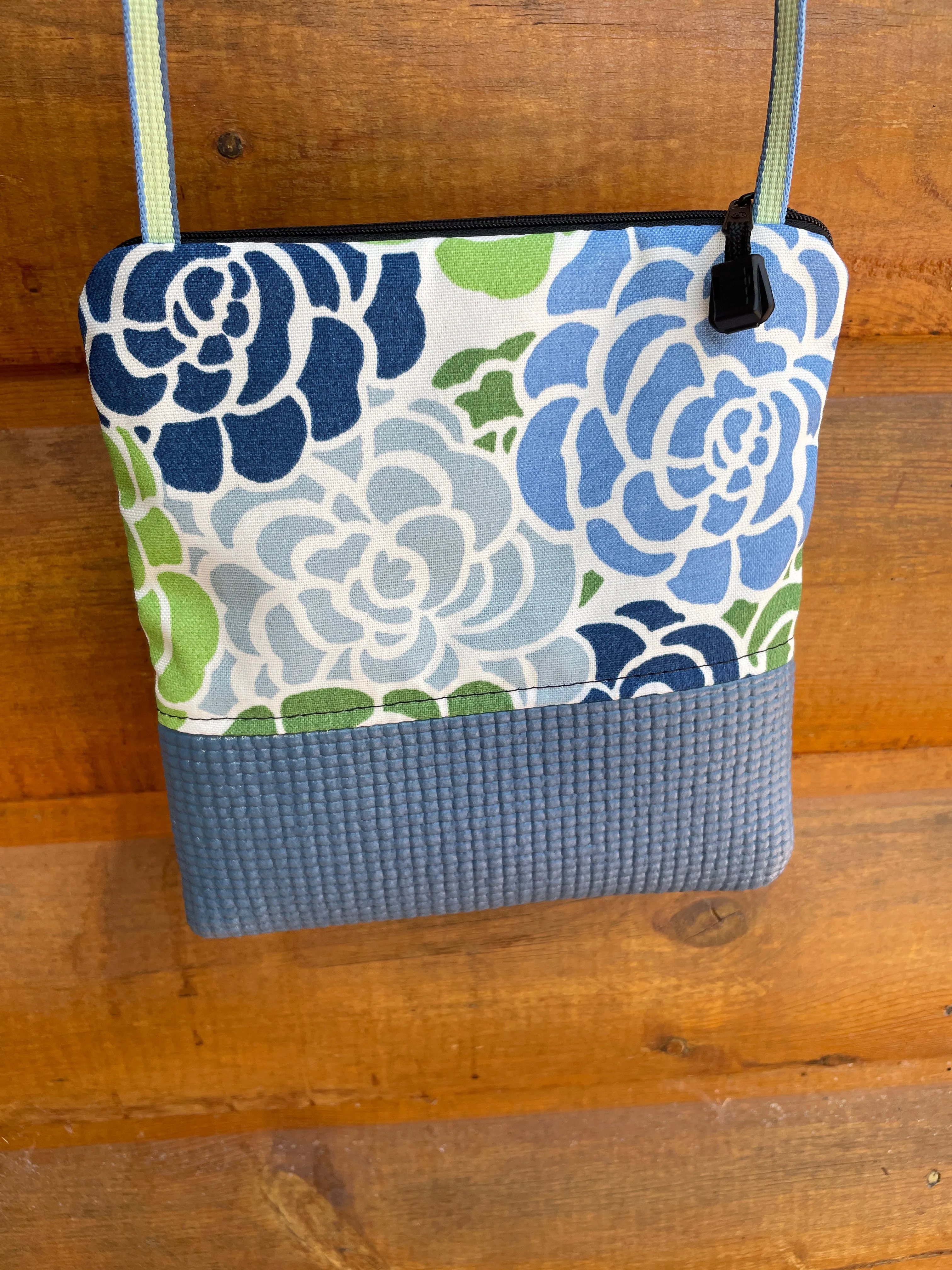 Stella Slate Blue Cross Body Purse-Floral