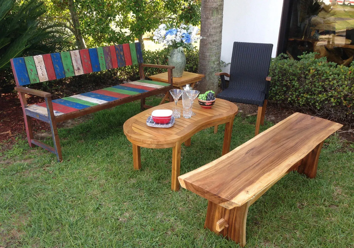 Suar Live Edge Slab Backless Bench approximately 71" long