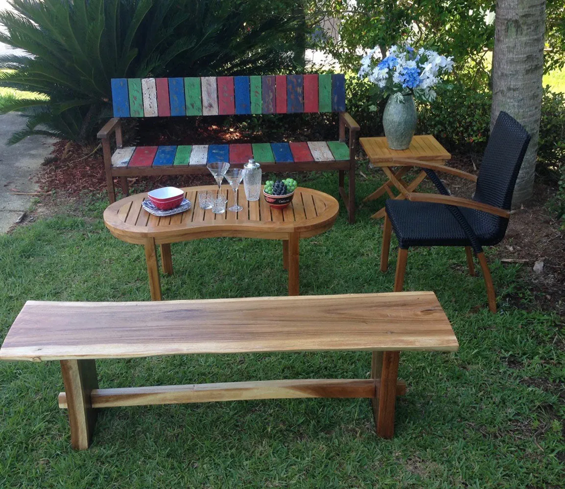 Suar Live Edge Slab Backless Bench approximately 71" long