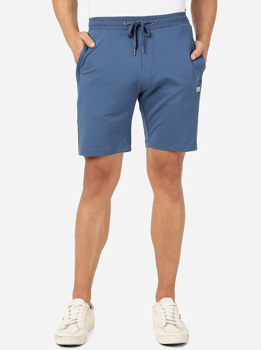 Teal Blue Solid Slim Fit Shorts | JadeBlue