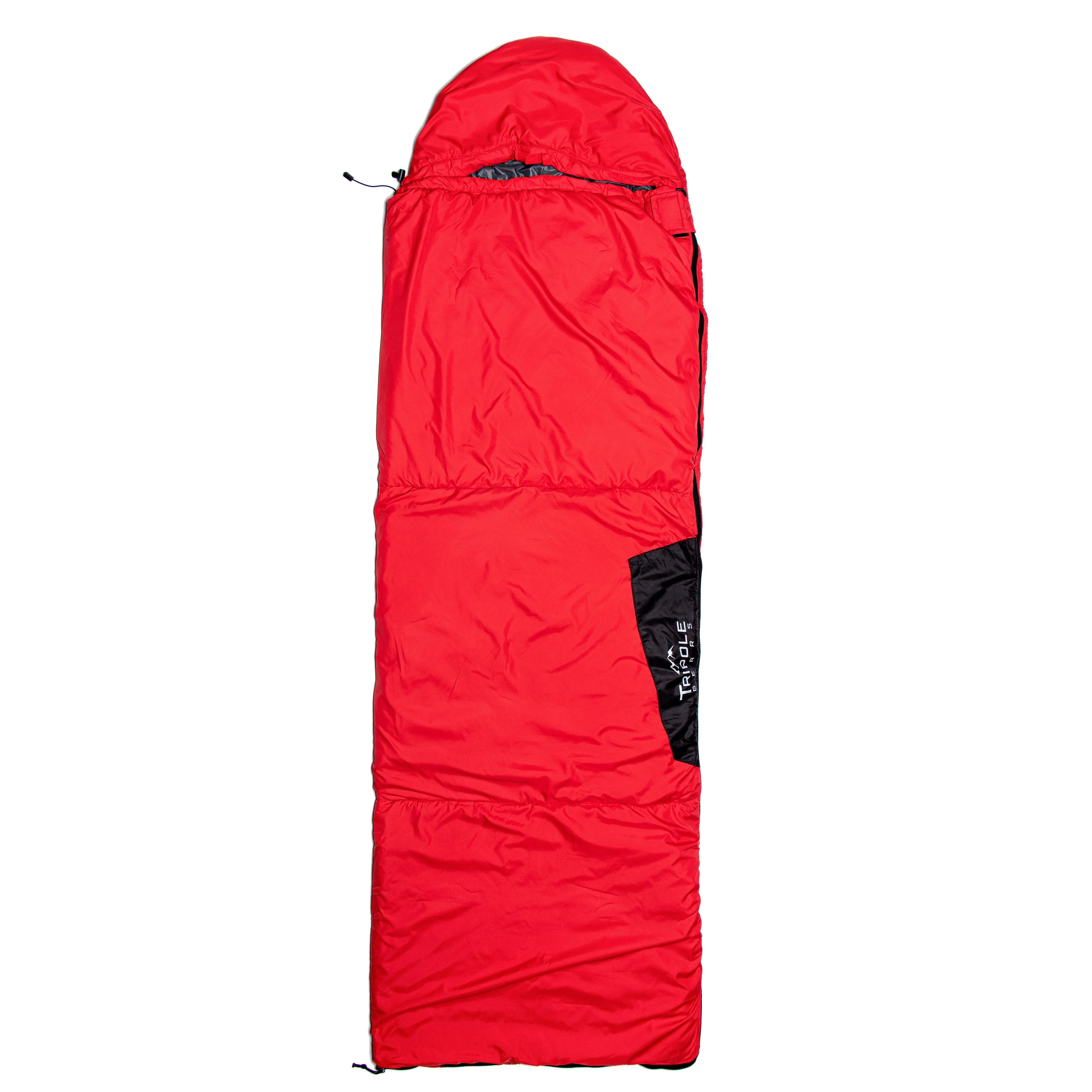 Tripole Camp Series Rectangular Sleeping Bag for Camping and Hiking, 10 Degree Comfort  (Red)