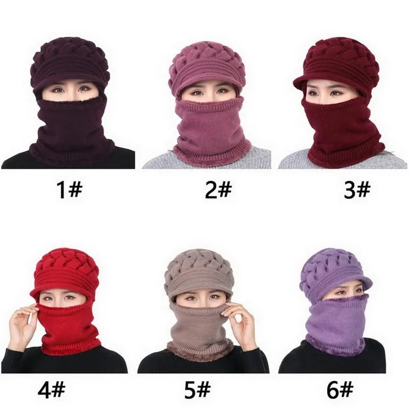 Unisex Fleece Breathable Wool Knitted  Winter Hat Beanies Scarf